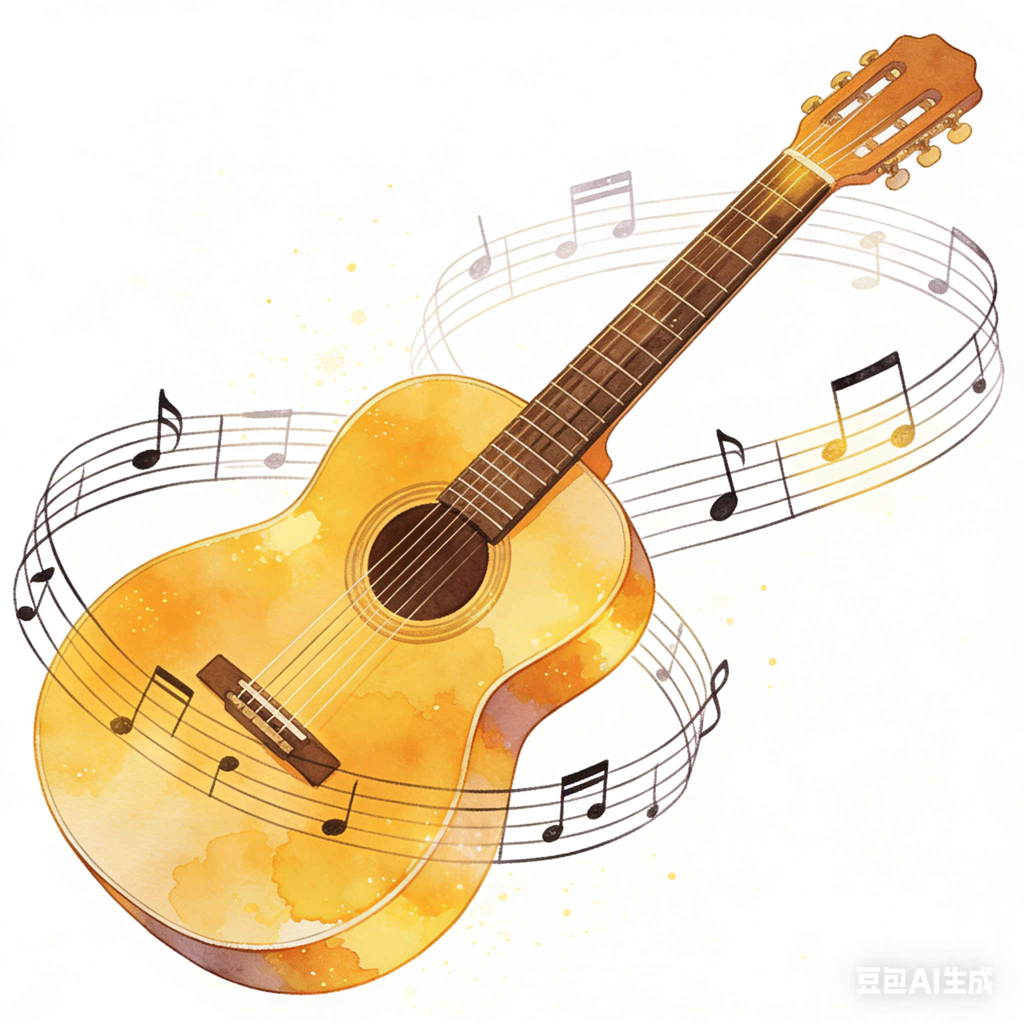 乐符环绕吉他